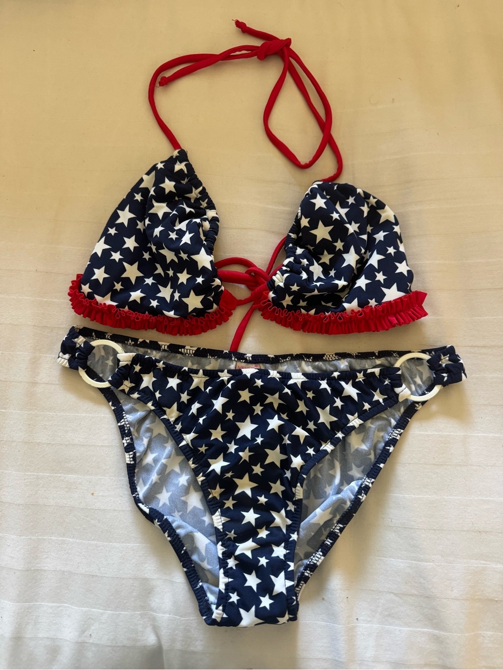 VENUS Navy Star Print Bikini with Red Trim - size 10 bottom size D top